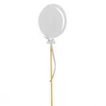 Artikel Bloemplug boeket decoratie taarttopper ballon wit 28cm 8st