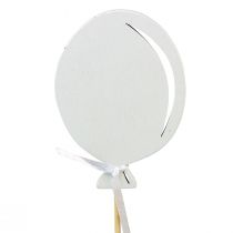 Artikel Bloemplugboeket decoratie taarttopper ballon wit 28cm 8 st
