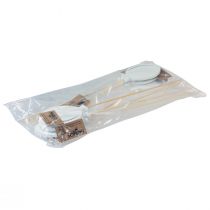 Artikel Bloemplugboeket decoratie taarttopper ballon wit 28cm 8 st