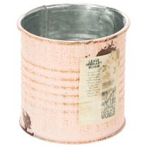 Artikel Bloempot decoratieve blik zalmkleurige metalen kruidenpot Ø8cm H7.5cm