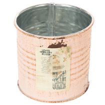 Artikel Bloempot decoratieve blik zalmkleurige metalen kruidenpot Ø8cm H7.5cm
