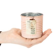 Artikel Bloempot decoratieve blik zalmkleurige metalen kruidenpot Ø8cm H7.5cm