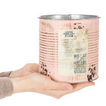 Artikel Decoratieve bloempot van zalmkleurig metaal, plantenbak Ø15,5 cm H15 cm