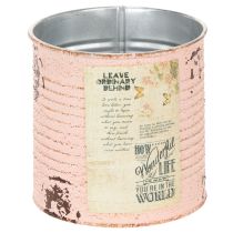Artikel Bloempot decoratief blik van zalmkleurig metaal, zomerdecoratie Ø11cm H10.5cm