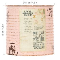 Artikel Bloempot decoratief blik van zalmkleurig metaal, zomerdecoratie Ø11cm H10.5cm