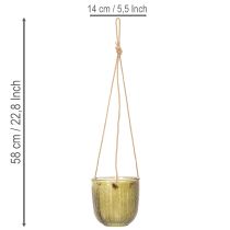 Artikel Glazen bloempot/hanglantaarn, paars/groen, 14 cm, 2 stuks