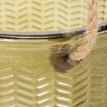 Artikel Glazen bloempot/hanglantaarn, paars/groen, 14 cm, 2 stuks