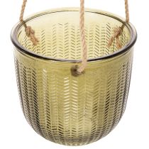 Artikel Glazen bloempot/hanglantaarn, paars/groen, 14 cm, 2 stuks