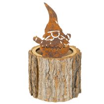 Artikel Bloempot hout schors plantenbak kabouter roest H24cm