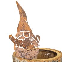 Artikel Bloempot hout schors plantenbak kabouter roest H24cm