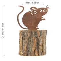 Artikel Bloempot houten plantenbak schors en muis roest H24cm