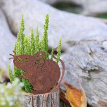 Artikel Bloempot houten plantenbak schors en muis roest H24cm