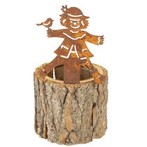 Artikel Bloempot houten plantenbak vogelverschrikker roest H24,5cm