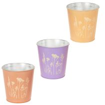 Artikel Set van 3 bloempotjes in pastelkleuren met bloemenmotief, rond, 12 cm