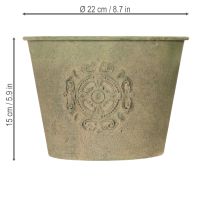 Artikel Metalen bloempot, groen, vintage, Ø22cm–13,5cm, set van 3