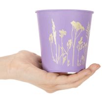 Artikel Metalen bloempotjes met bloemenpatroon in pasteltinten Ø10 cm - set van 3