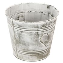 Artikel Shabby Chic bloempot, metalen plantenbak, hartvormig, Ø17,5 cm, H15,5 cm