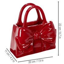 Artikel Decoratieve vaas in de vorm van een handtas met strik, glanzend, 22 cm