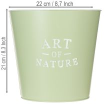 Artikel Zinken bloempot, metalen plantenbak, mintgroen, Ø22cm, H21cm