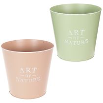 Artikel Decoratieve ronde bloempotten 22 cm groen en roze - set van 2