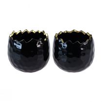 Artikel Bloempot keramiek auberginepot zwart Ø10cm H8cm 2 st