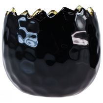 Artikel Keramische eivormige bloempot, zwart, Ø10cm, H8cm, 2 stuks
