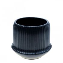Artikel Bloempot keramiek groeven zwart Ø10cm H8,5cm