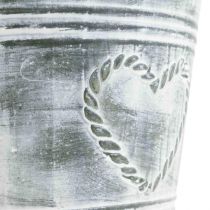 Bloempot shabby chic metaal hart Ø17,5 cm H15,5 cm