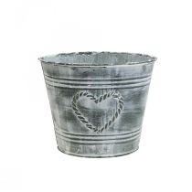 Bloempot shabby chic plantenbak metaal hart Ø17cm H13.5cm