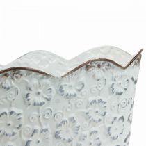 Plantenschaal wit metaal cachepot plantenpot 26×14×12,5cm