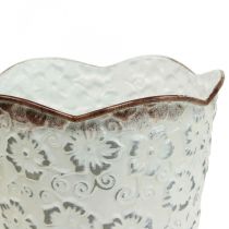 Bloempot wit metaal cachepot plantenpot Ø16cm H12.5cm