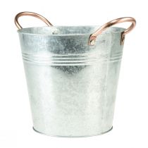 Artikel Bloempot met handvatten metalen sieremmer Ø16cm H15cm