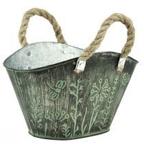 Artikel Bloempot met handvatten tas metaal jute 19×13,5×13,5cm