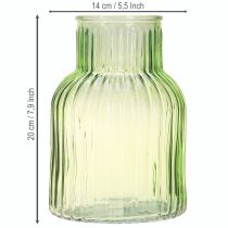 Artikel Bloemenvaas retro groene glazen vaas groeven Ø13,5cm H20cm