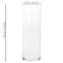 Artikel Bloemenvaas, slanke glazen cilinder, te gebruiken als glazen vaas of hoge decoratieve glazen vaas, 30 cm.