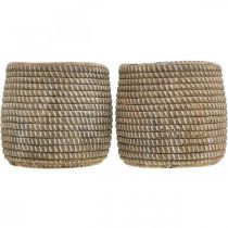 Artikel Boho bloempot cachepot keramiek gevlochten look Ø9cm H10.5cm 2st