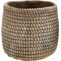 Artikel Boho bloempot cachepot keramiek gevlochten look Ø9cm H10.5cm 2st