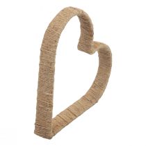 Artikel Boho stijl, hart metalen ring decoratie jute lint 30cm