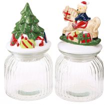 Artikel Snoeppot met deksel Kerstbonboniere H20cm 2st