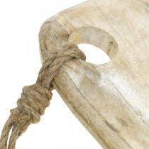 Artikel Houten dienblad, dienblad met koord, naturel hout gewassen wit, shabby chic L60cm