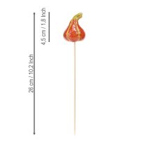 Artikel Kleurrijke mini pompoenen op een stokje keramische decoratie 5-6,5cm 3 stuks