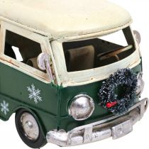 Kerstdecoratie auto Kerstbus vintage bus groen 17cm