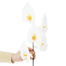 Artikel Kunstmatige callalelie met gele meeldraden, decoratieve bloemen, 35 cm, 10 stuks