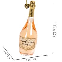 Artikel Kerstboomversiering set, champagneglas en champagnefles, kerstdecoratie, 14 cm, 2 stuks