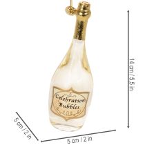 Artikel Hangerset met champagnefles en champagneglas, kerstboomversiering, 14 cm, 2 stuks