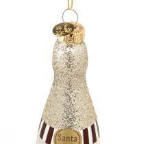 Artikel Champagnefles om oudejaarsdecoratie op te hangen zilver 13cm 5 st