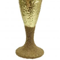 Artikel Champagne glas hanger licht goud oudejaarsavond decoratie 15cm 3st
