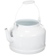 Artikel Charmante decoratieve theepot in wit, metalen plantenbak in landelijke stijl, vintage plantenbak 27x20,5 cm