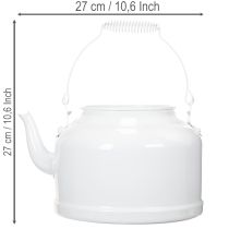 Artikel Charmante decoratieve theepot in wit, metalen plantenbak in landelijke stijl, vintage plantenbak 27x20,5 cm