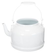 Artikel Charmante decoratieve theepot in wit, metalen plantenbak in landelijke stijl, vintage plantenbak 27x20,5 cm